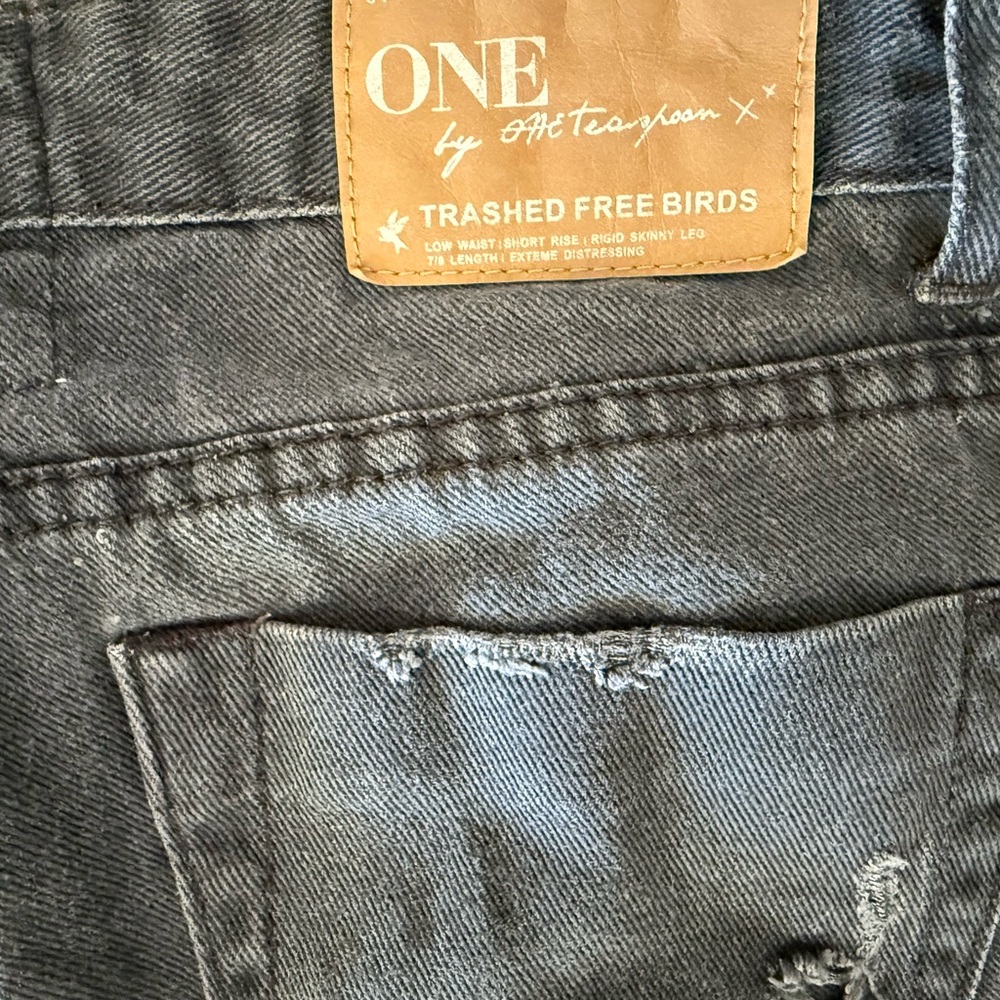 One Teaspoon Distressed Charcoal Jeans